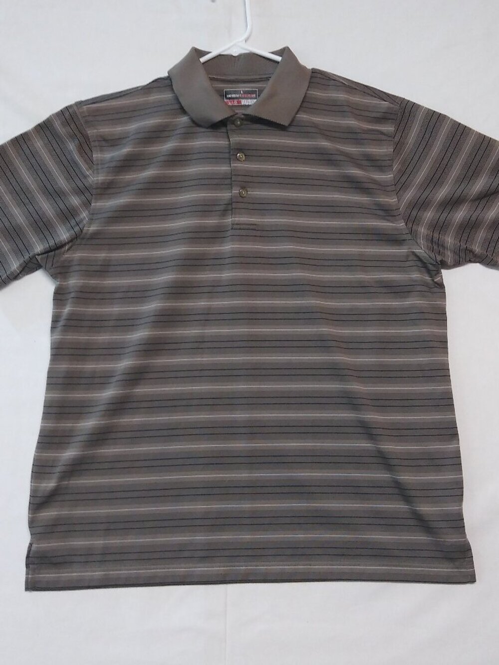 Grand Slam Performance Large Men's Golf Polo Short Sleeve Black/Brown Striped